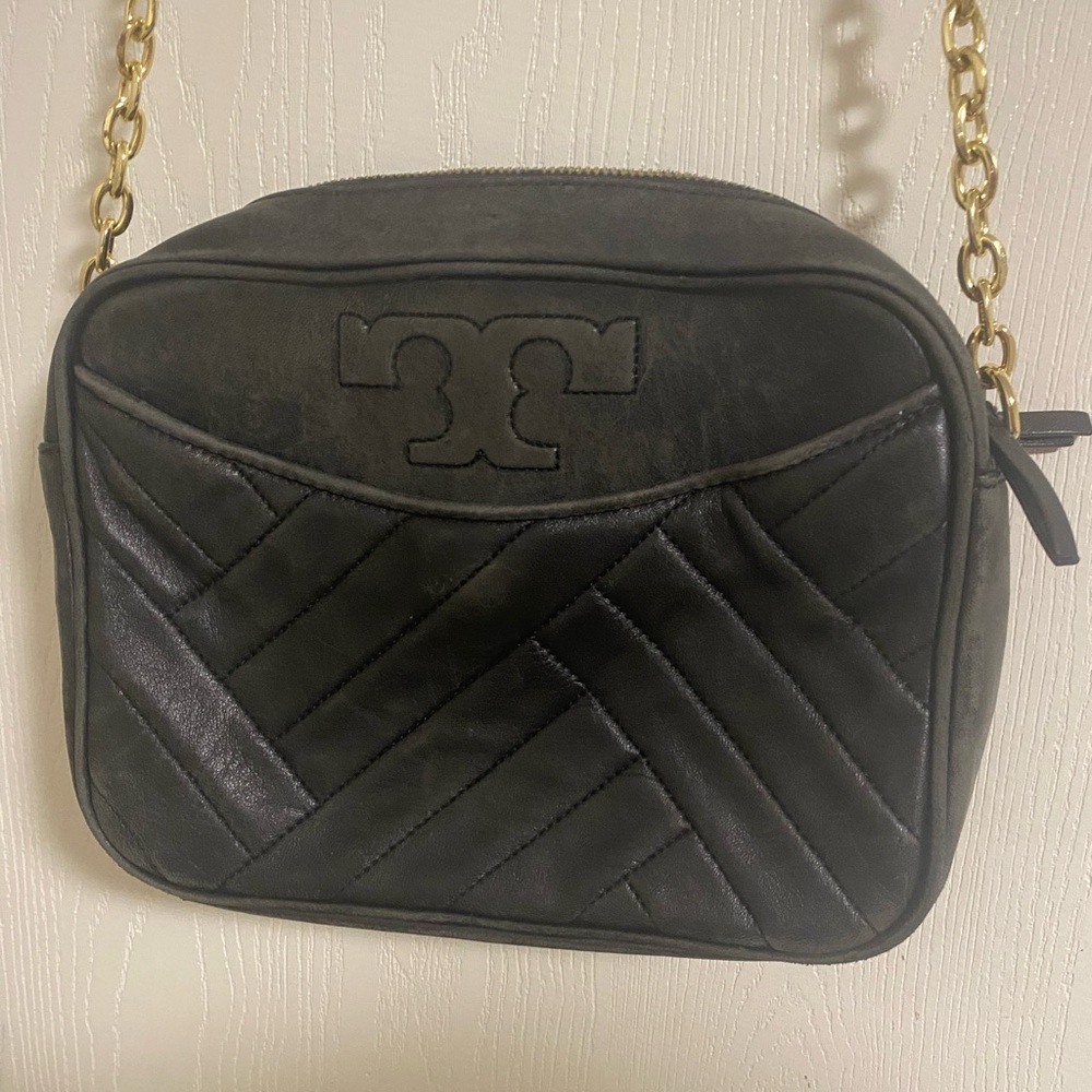 Tory Burch Alexa Stitch Quilted Camera Bag Black Crossbody